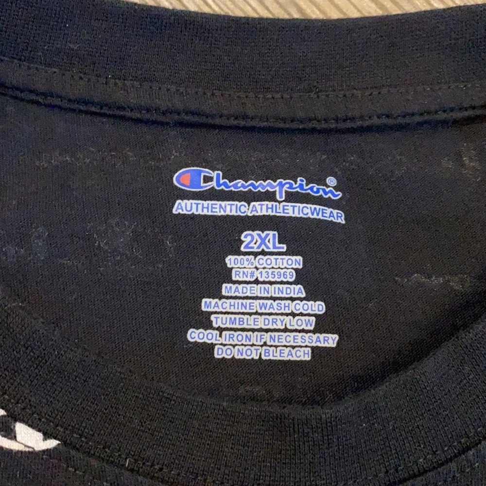Champion All Over Logo Print T-Shirt Men’s 2XL Black White Graphic Tee - Picture 6 of 9